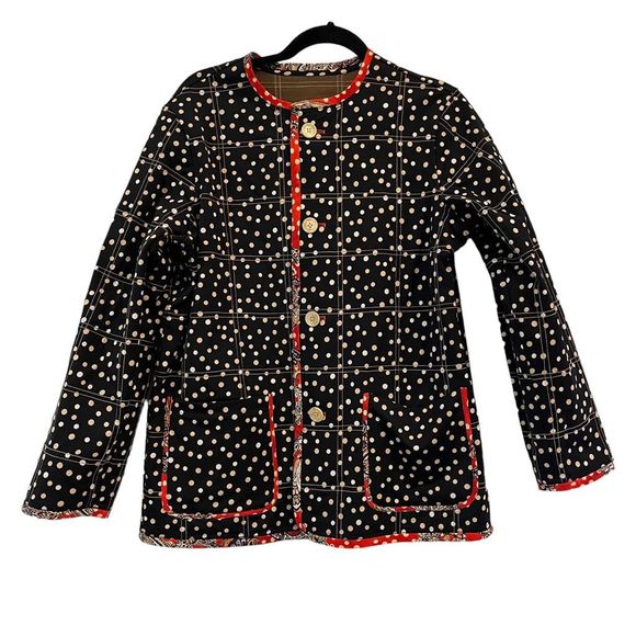 KOOS Of Course! Reversible Women's Jacket Size Small Polka Dot, Brown, Black, We - Picture 2 of 12